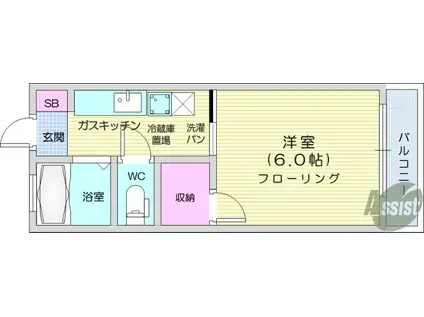 グリーンハイツ(1K/2階)の間取り写真