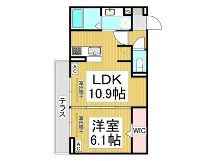 トリシア東口(1LDK/1階)の間取り写真