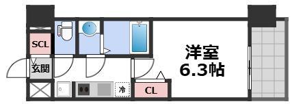 プレサンス緑橋ソレアス(1K/2階)の間取り写真