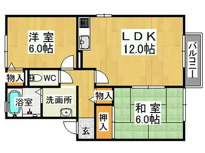 パルティール(2LDK/2階)の間取り写真