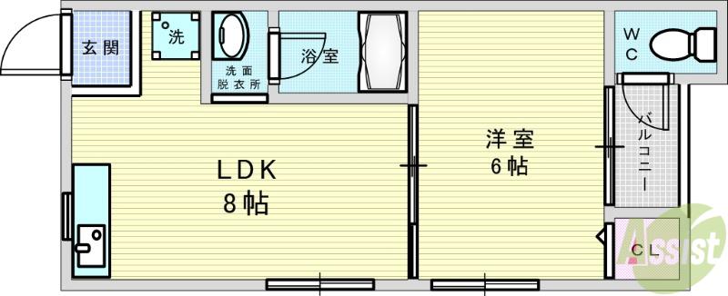 ハイツAWA(1LDK/2階)の間取り写真