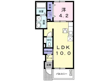 ウィステリア幸陽I(1LDK/1階)の間取り写真