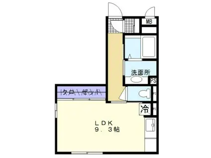 レスピラールI(ワンルーム/1階)の間取り写真