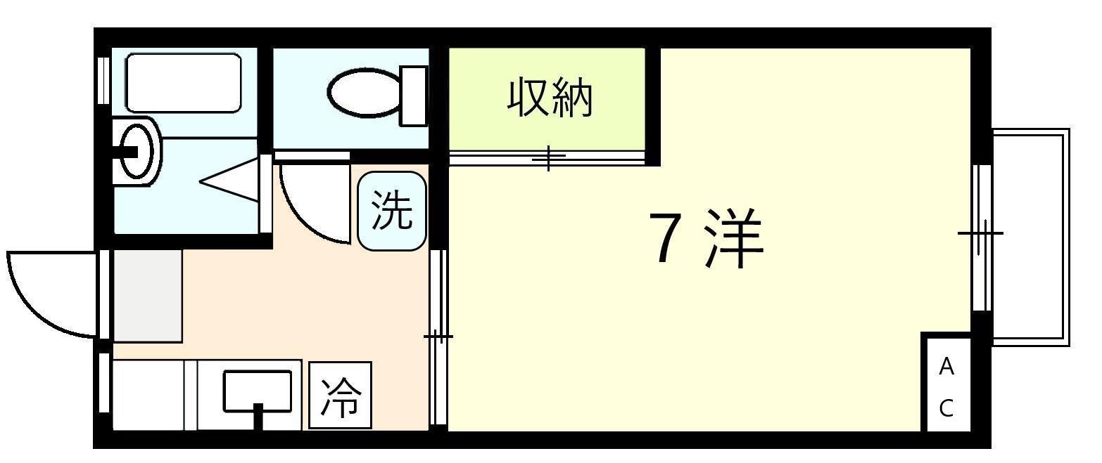 ファミール弘(1K/2階)の間取り写真