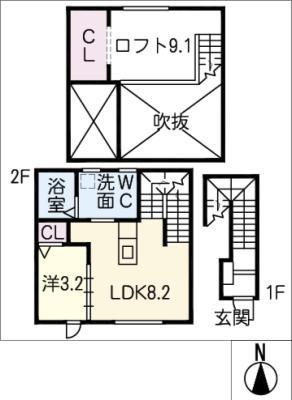 ESPRESSO稲沢(1LDK/2階)の間取り写真