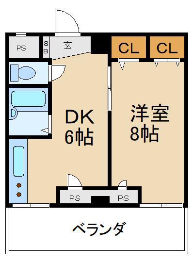 国際グランドハイツ(1DK/2階)の間取り写真