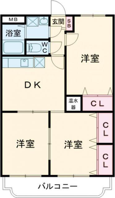ユーミー横田(3DK/1階)の間取り写真