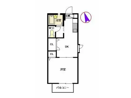 パ-クサイド999(1DK/2階)の間取り写真