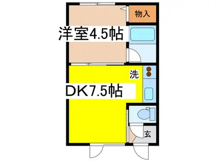 ドミールTK(1DK/2階)の間取り写真