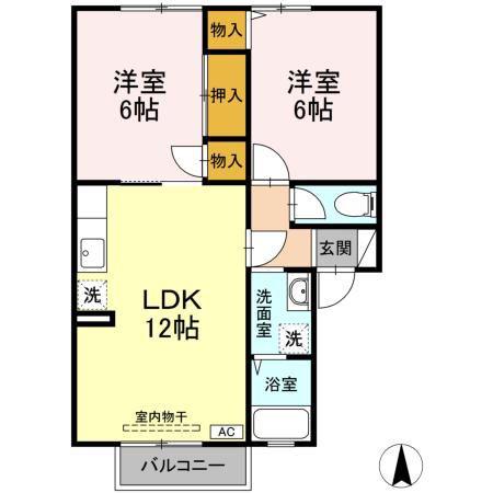 ウィルモア(2LDK/2階)の間取り写真