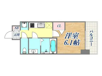 アドバンス神戸パーチェ(1K/6階)の間取り写真