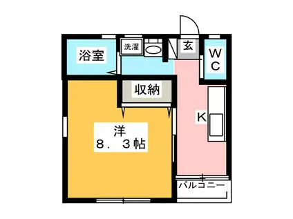 キューブコンポ A棟(1K/2階)の間取り写真