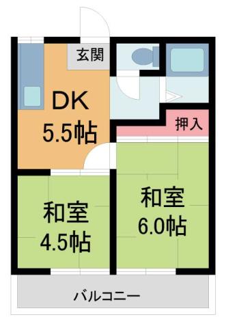 クリーンハイツ(2DK/2階)の間取り写真