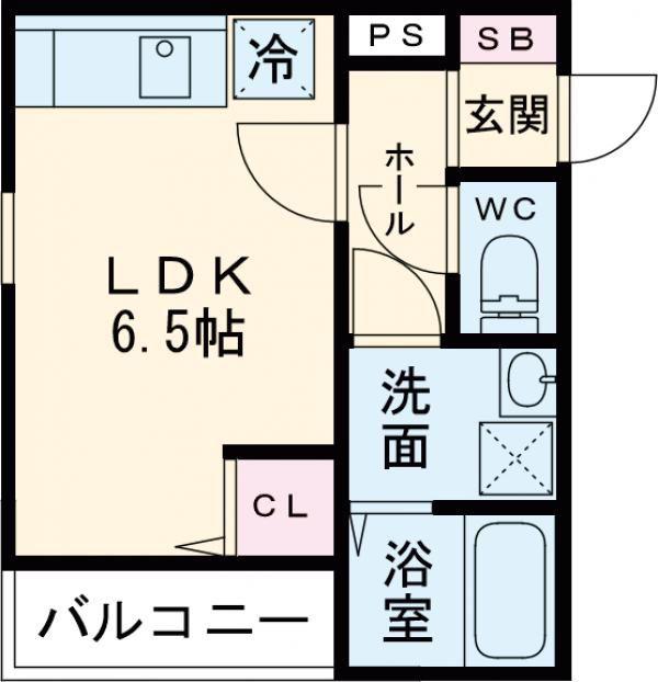 THE NOBLES六ツ門(ワンルーム/1階)の間取り写真