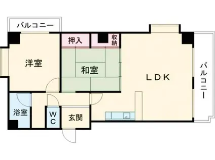 サンライフ花房(2LDK/4階)の間取り写真