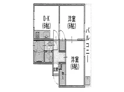 コーポ野添(2DK/1階)の間取り写真