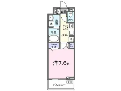 ヒカルサ 甲府住吉ノース(1K/1階)の間取り写真