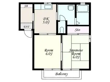 F・TハイムB(2DK/2階)の間取り写真