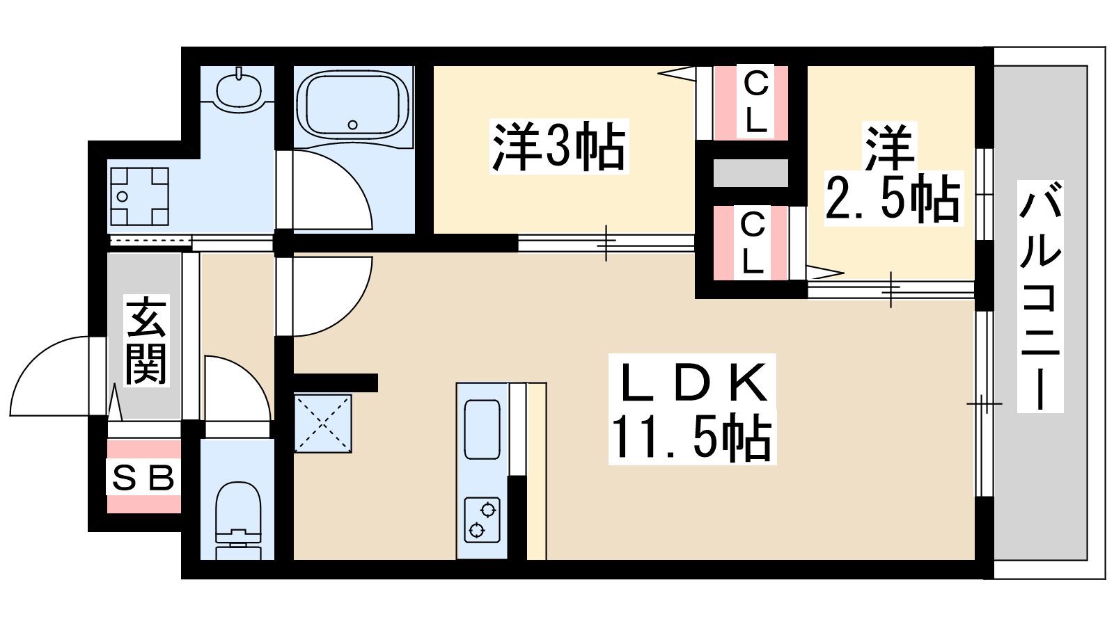 アーバングランデ新大阪(2LDK/5階)の間取り写真