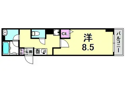CITYSPIRE神戸元町I(1K/8階)の間取り写真