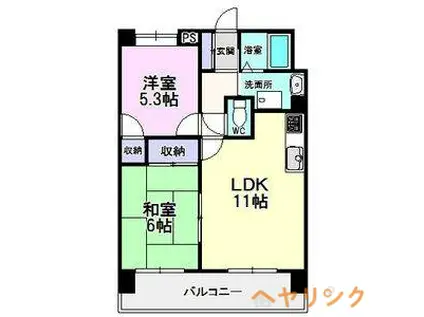 コスモII(2LDK/6階)の間取り写真