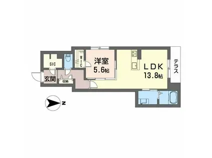 シャーメゾン黒田(1LDK/1階)の間取り写真