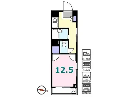 ベイサイド浅間町マンション(1K/4階)の間取り写真