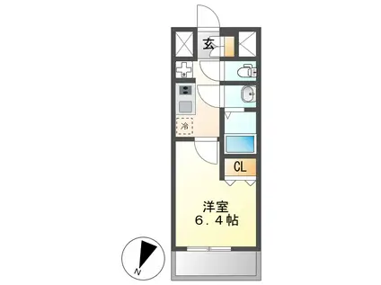 ディアレイシャス名古屋中村公園II(1K/5階)の間取り写真