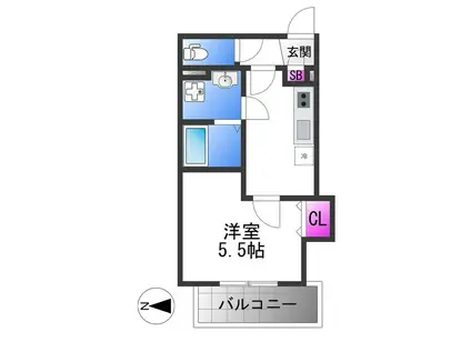 クレアール八戸ノ里(1K/3階)の間取り写真