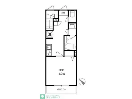 LUCENT・K(1K/1階)の間取り写真