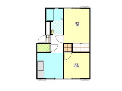 ノーサイドA(2DK/2階)の間取り写真