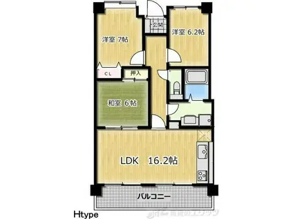 アーバンパーク緑地公園(3LDK/6階)の間取り写真