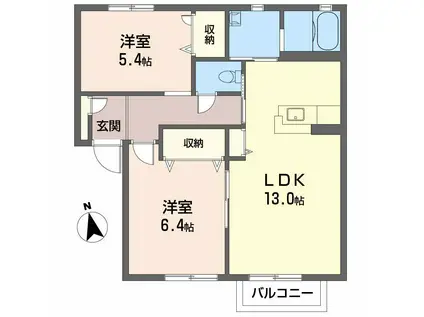 シャーメゾンMANABE(2LDK/1階)の間取り写真
