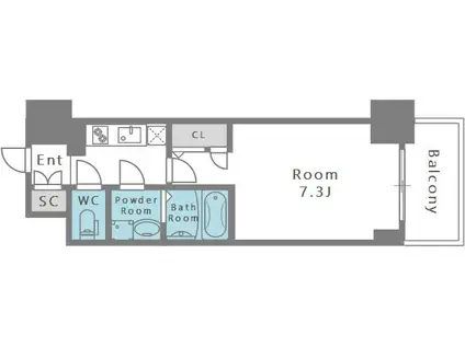 エスリード本町レジデンス(1K/10階)の間取り写真