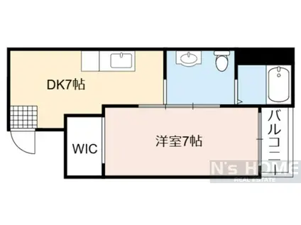 ヴィラ盛都II(1DK/3階)の間取り写真