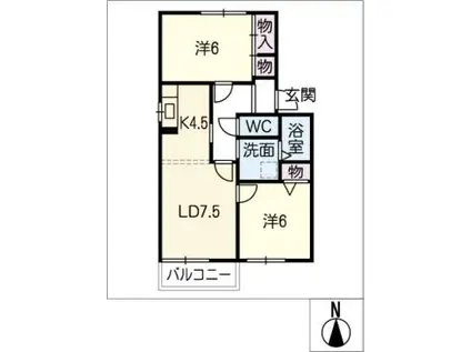 ベルウッズ日進(2LDK/2階)の間取り写真
