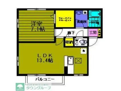 ボヌールN(1LDK/1階)の間取り写真