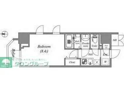 GRAN PASEO 両国(1K/2階)の間取り写真