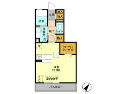 ボナール一の鳥居(ワンルーム/3階)の間取り写真