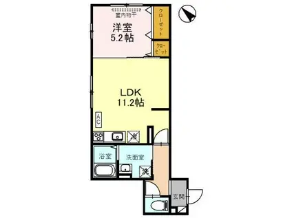 D-RESIDENECE茨木町(1LDK/1階)の間取り写真