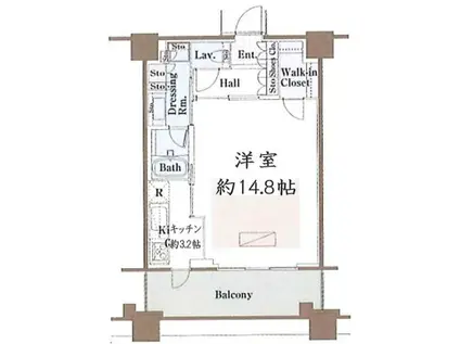 アウルタワー(1K/44階)の間取り写真