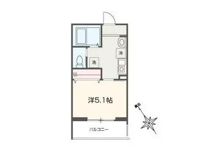 MELLAS新座II(1K/1階)の間取り写真