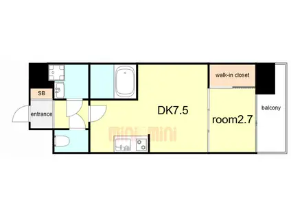GENOVIA神戸新開地駅前(1DK/14階)の間取り写真