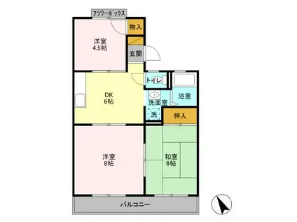 シティウィングCD D(3DK/1階)の間取り写真