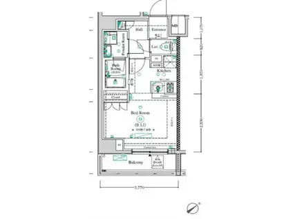 アンベリール王子II(ワンルーム/4階)の間取り写真