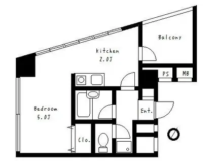 早稲田ノースウエストビルディング(1K/5階)の間取り写真