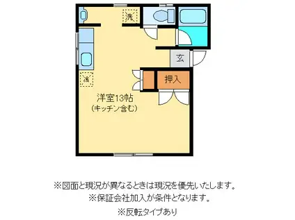 ベルハイツつくば(1K/1階)の間取り写真