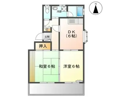 コーポ竜 I(2DK/2階)の間取り写真