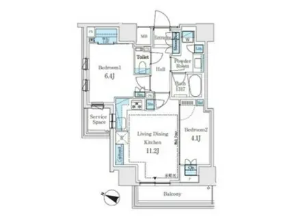 パークホームズ文京白山ヒルテラス(2LDK/5階)の間取り写真