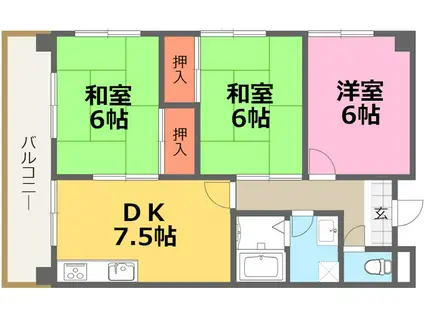 第一共立ビル(3DK/4階)の間取り写真